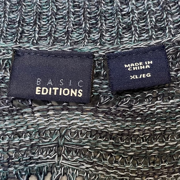 Cardigan Sweater Womens Blue Space Open Knit Soft Bohemian Size XL - Picture 3 of 7